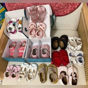 Baby Girl Infant Shoes Lot Various Sizes Kurt Geiger, Stride Rite 13 Pair